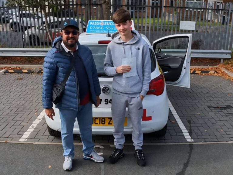 Ryan passing his driving test first time at Kingstanding Driving Test Centre
