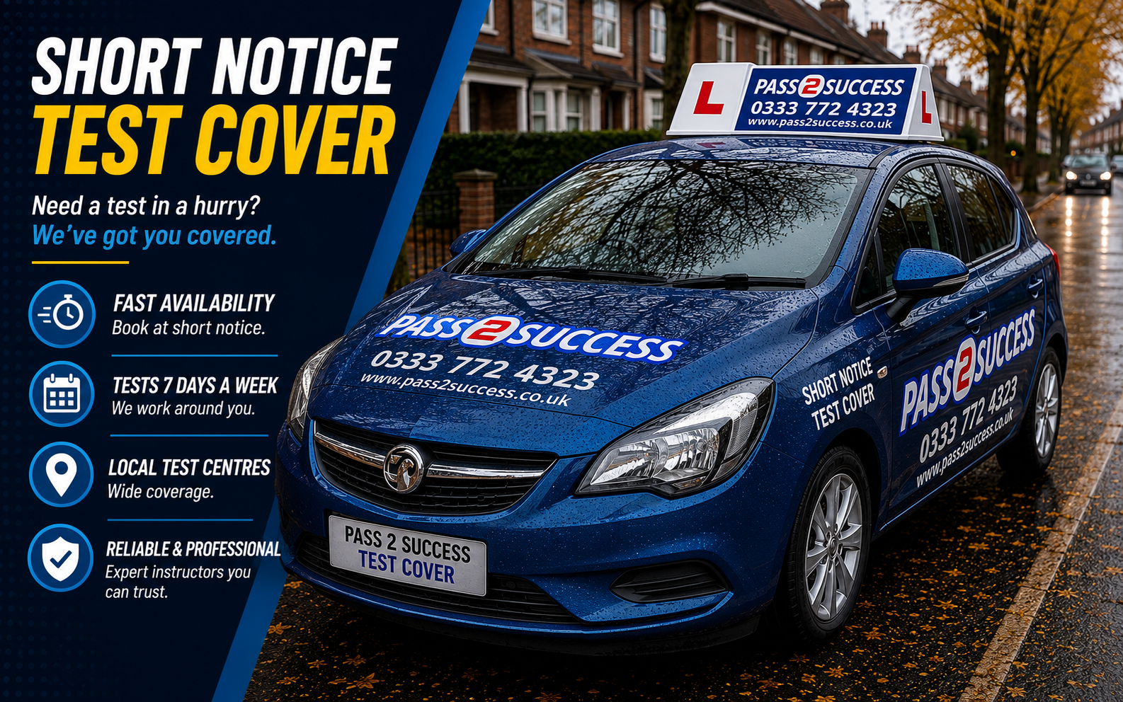 Short notice driving test cover in Birmingham